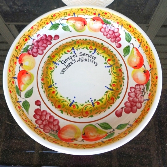Italian Pottery Colorful Fruit and Floral Ceramic Footed Bowl Made Italy - Picture 1 of 16